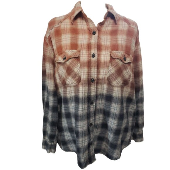 Upcycled Distressed Flannel with "Ghost on a Float" Embroidered Patch Medium - Picture 3 of 6